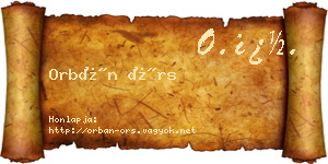 Orbán Örs névjegykártya